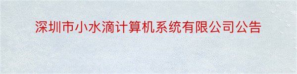 深圳市小水滴计算机系统有限公司公告
