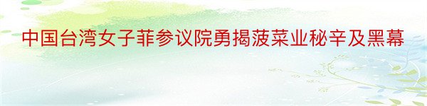 中国台湾女子菲参议院勇揭菠菜业秘辛及黑幕